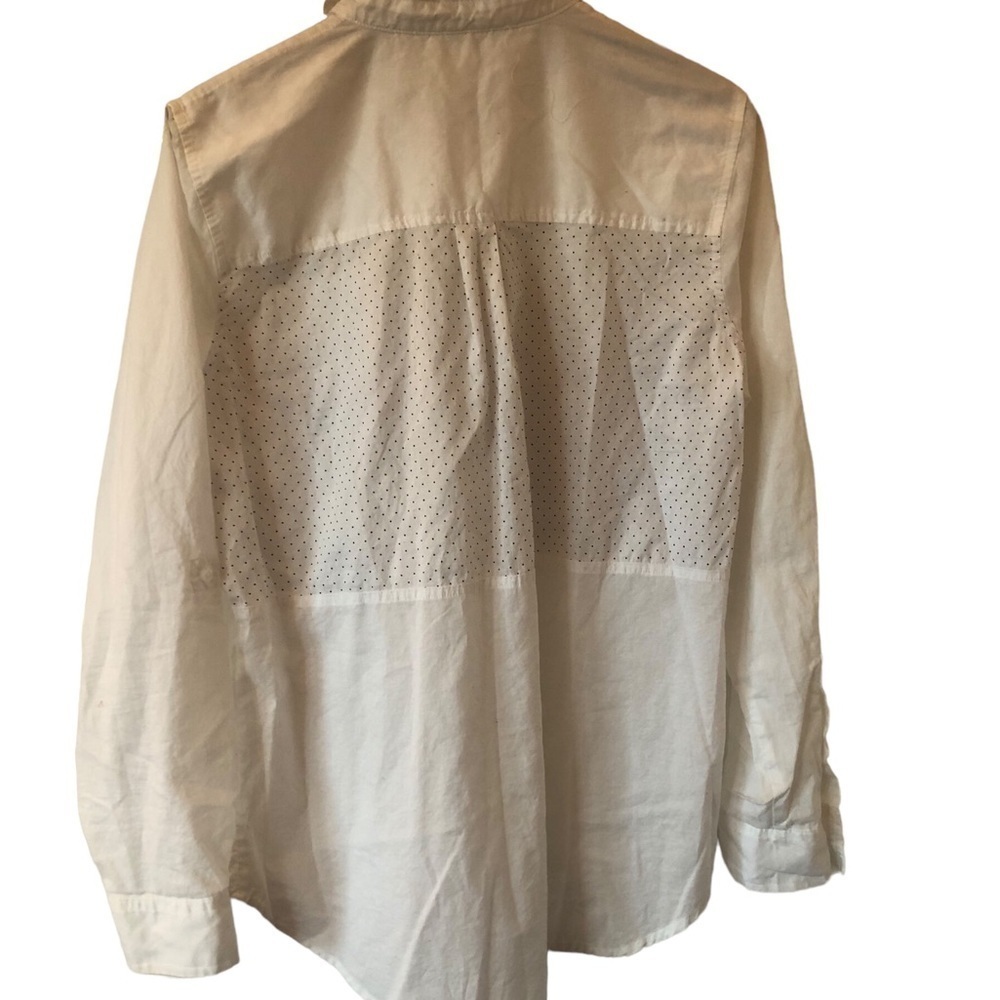 Vintage White polo button up shirt polka dot Coastal Grandma Preppy Old Money - Picture 4 of 7